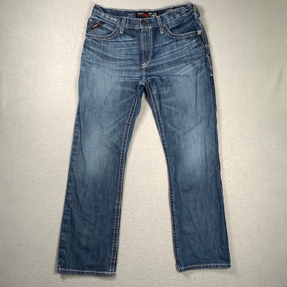Ariat FR M4 Boot Cut Jeans Mens 33x32 Blue Low Rise Flame Resistant Denim